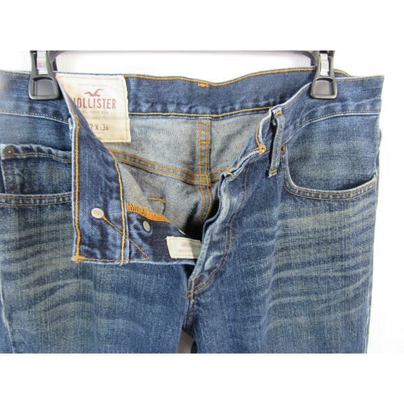 Hollister 32X34 Skinny Jeans Mens Dark Blue Denim Stretch Denim Button Fly - Picture 6 of 8